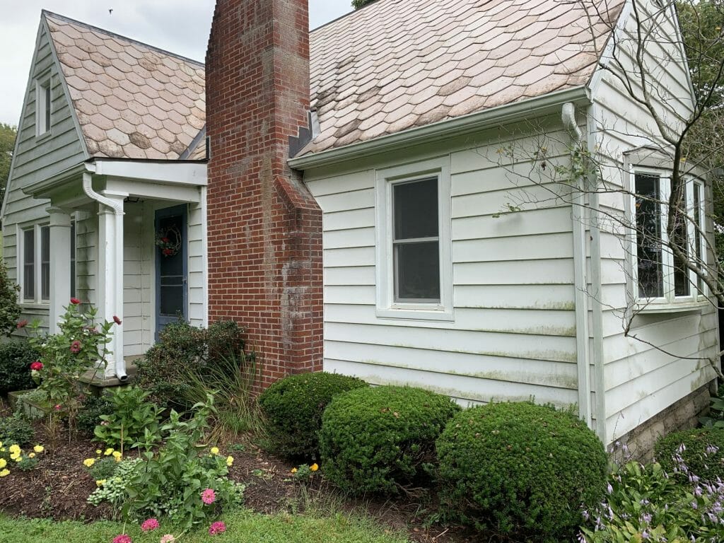 Gutters before K-Guard was installed on this two-story colonial