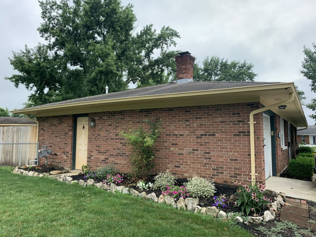 Gutters before K-Guard was installed on this brick ranch