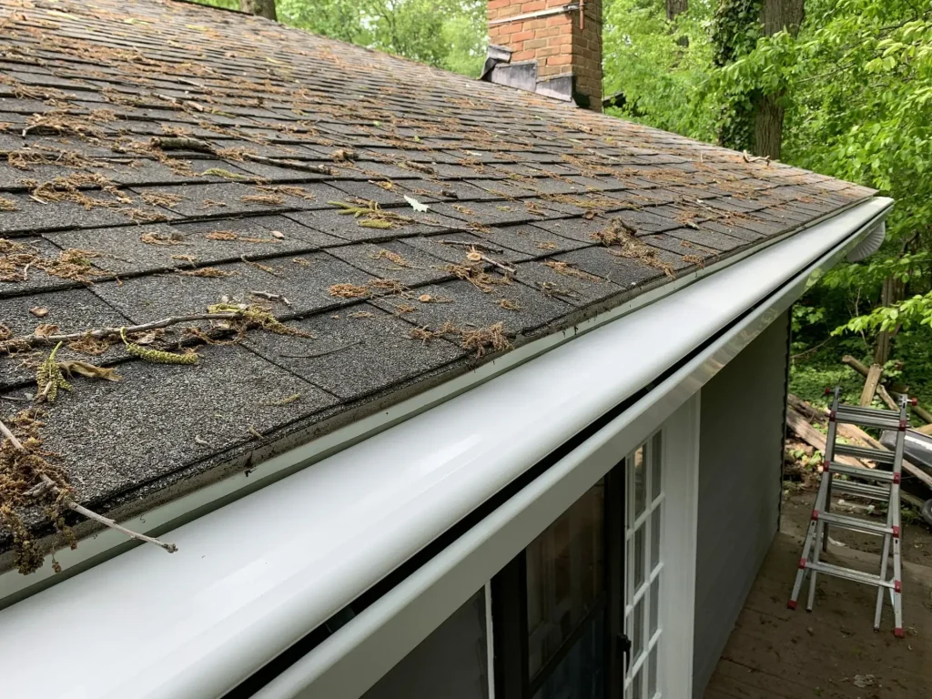 K-Guard leaf-free gutter along a roof edge