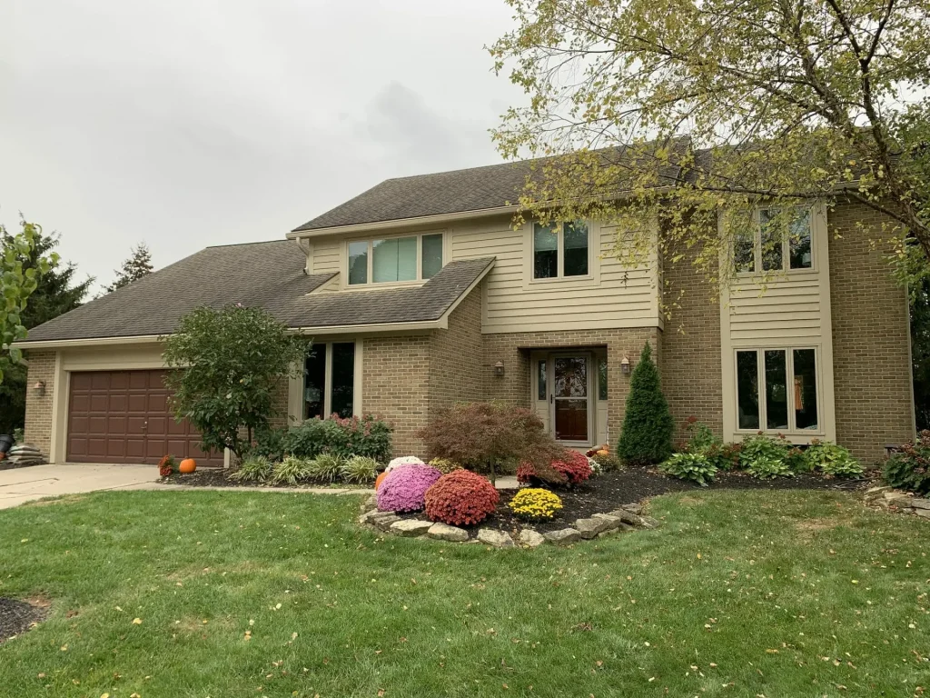 Two-story home with K-Guard leaf-free gutters